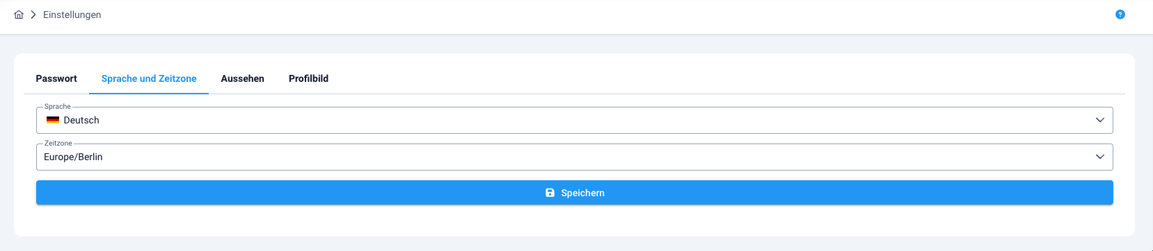 Einstellungen - Sprache und Zeitzone Einstellungen - Sprache und Zeitzone