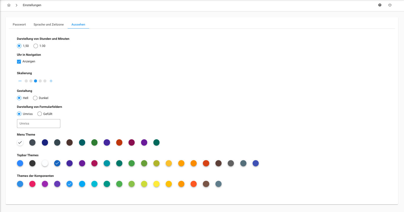 Einstellungen - Aussehen Einstellungen - Aussehen