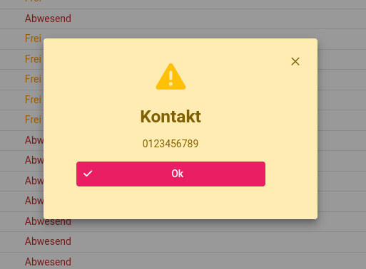 Anwesenheitsübersicht - Kontakt