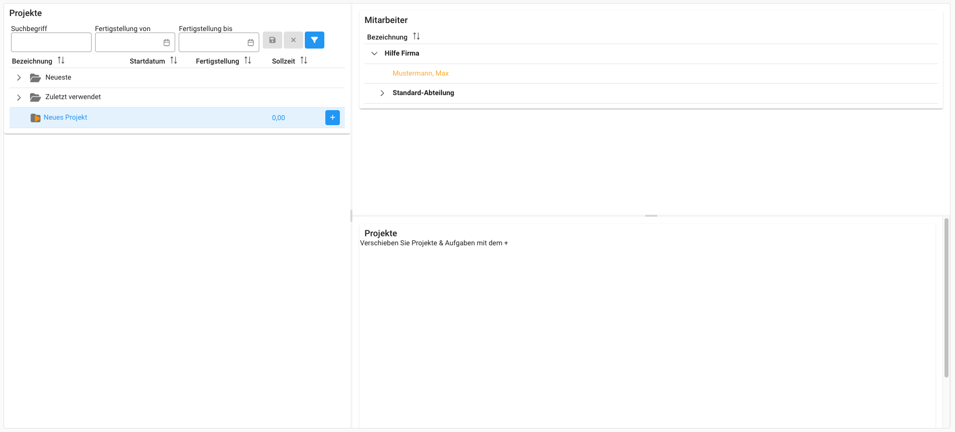 Projekteinsatzplan - Zuteilung Projekteinsatzplan - Zuteilung