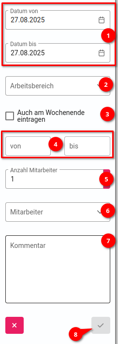 Verwaltung - Schicht erstellen