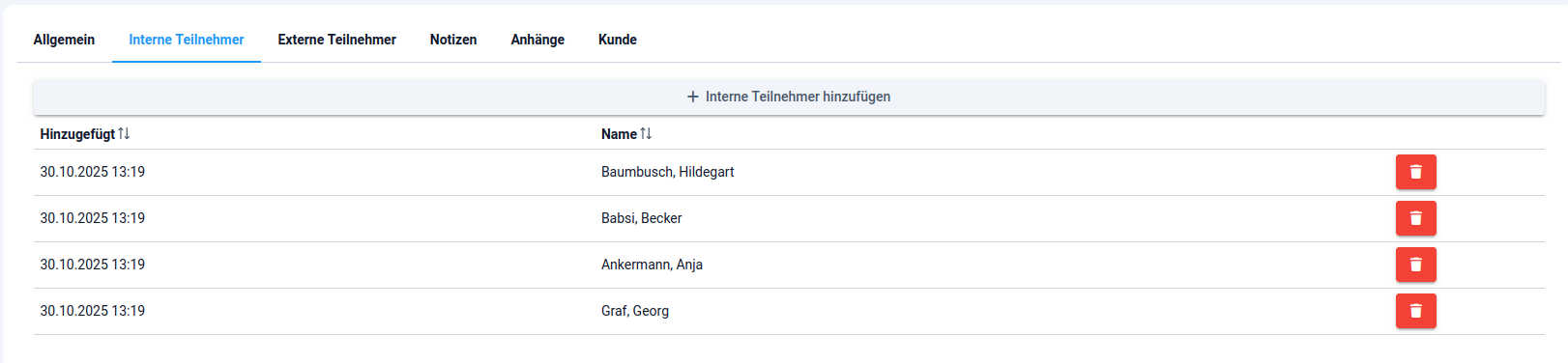 6 Buchungssystem - Interne Teilnehmer 6 Buchungssystem - Interne Teilnehmer