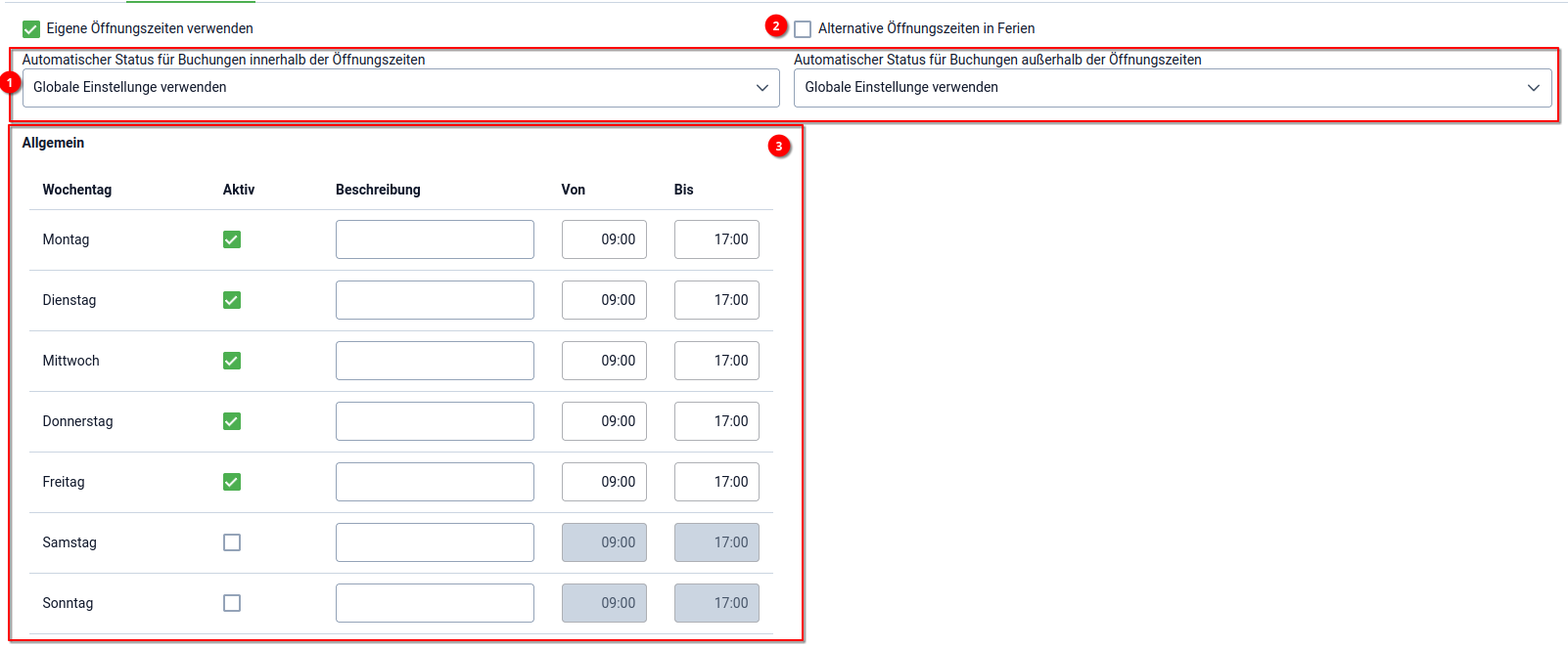 8 Buchungssystem - Ressource erstellen - Öffnungszeiten 8 Buchungssystem - Ressource erstellen - Öffnungszeiten