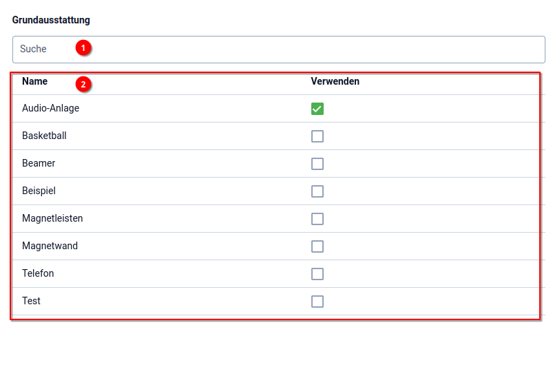 A1 Buchungssystem - Ressource erstellen - Ausstattungen - Grundausstattungen A1 Buchungssystem - Ressource erstellen - Ausstattungen - Grundausstattungen