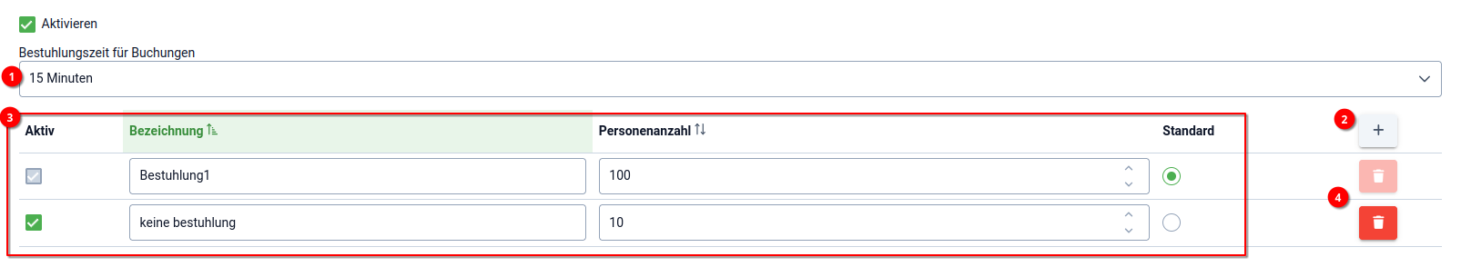 A5 Buchungssystem - Ressource erstellen - Bestuhlungsliste A5 Buchungssystem - Ressource erstellen - Bestuhlungsliste