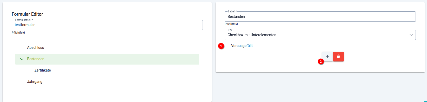 4 Buchungssystem - Formular erstellen - Feldeditor - Checkbox mit Unterelementen