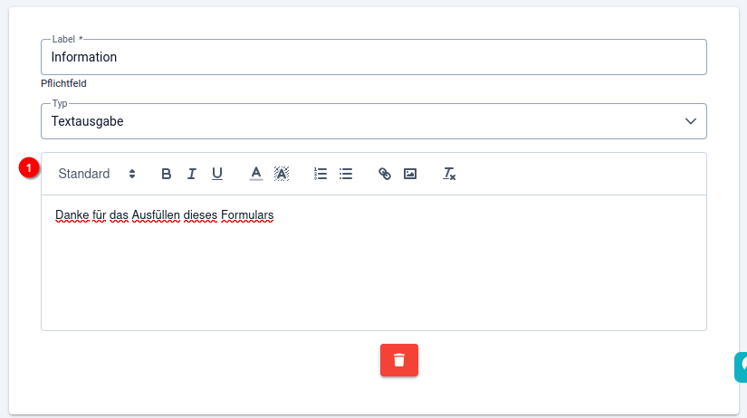 7 Buchungssystem - Formular erstellen - Feldeditor - Textausgabe
