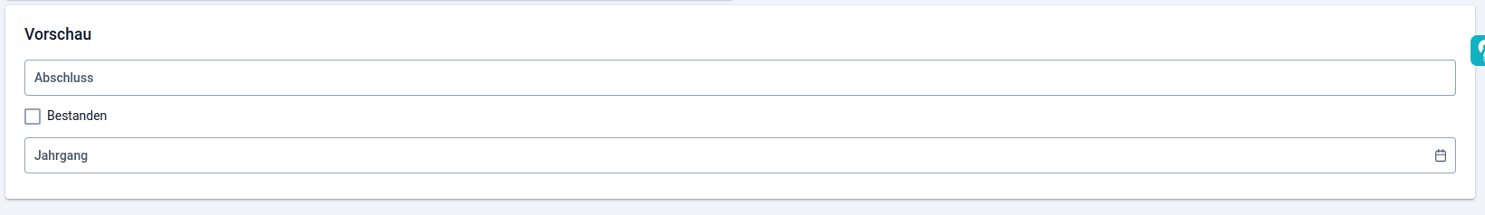 A1 Buchungssystem - Formular erstellen - Vorschau