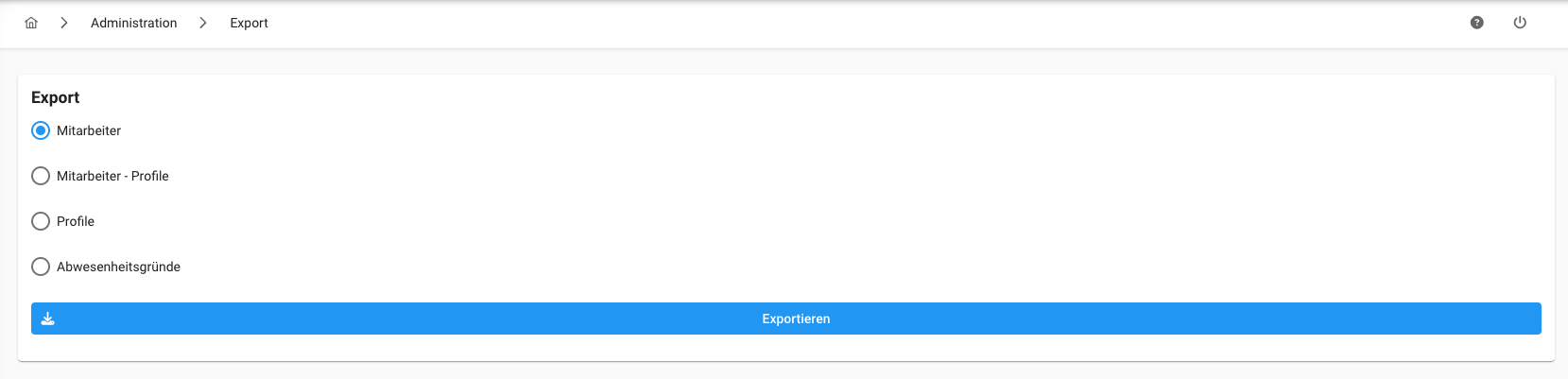 Export - Gesamtübersicht