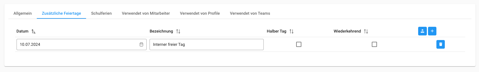 Feiertagskalender erstellen:bearbeiten - Zusätzliche Feiertage Feiertagskalender erstellen:bearbeiten - Zusätzliche Feiertage