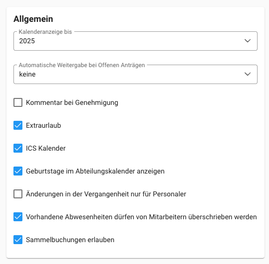 Urlausverwaltung - Allgmeien Urlausverwaltung - Allgmeien