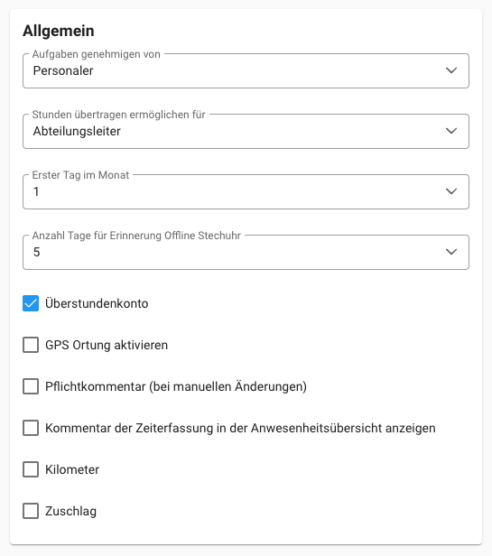 Zeiterfassung - Allgemein