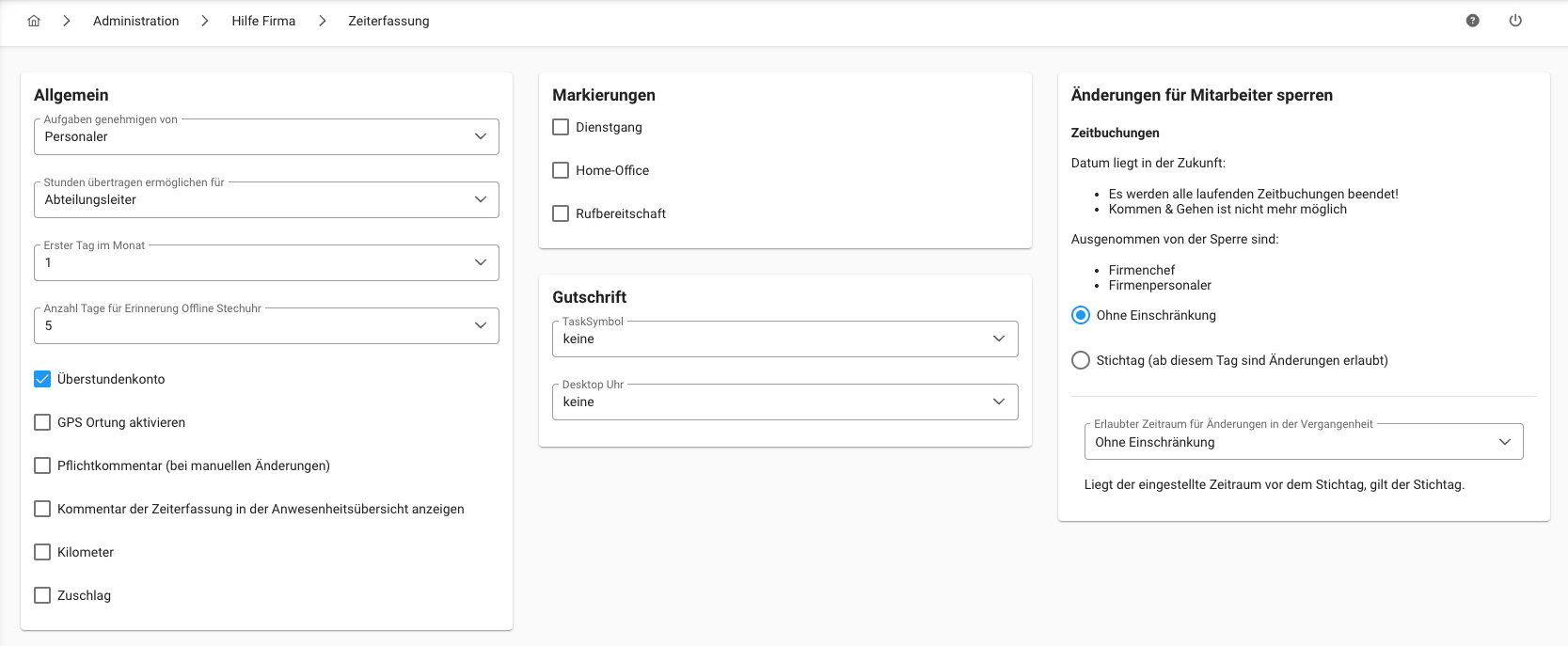 Zeiterfassung - Gesamtübersicht
