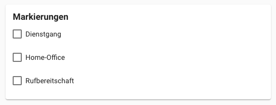 Zeiterfassung - Markierungen