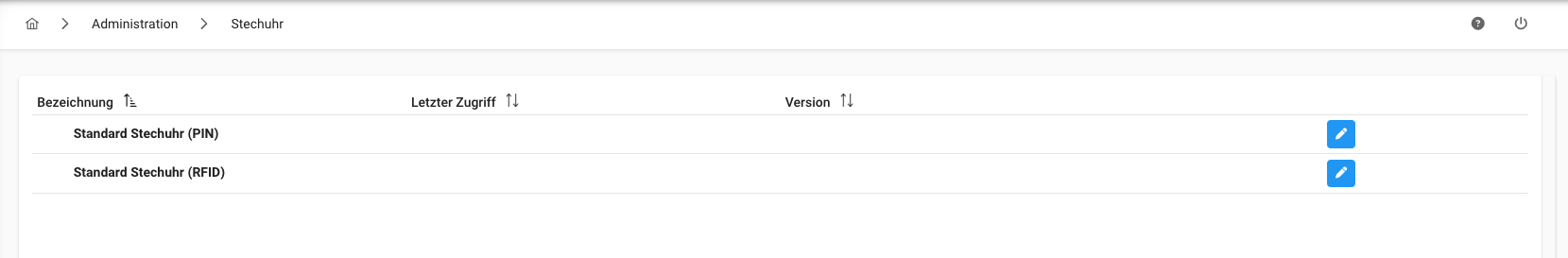 Stechuhr - Gesamtübersicht Stechuhr - Gesamtübersicht