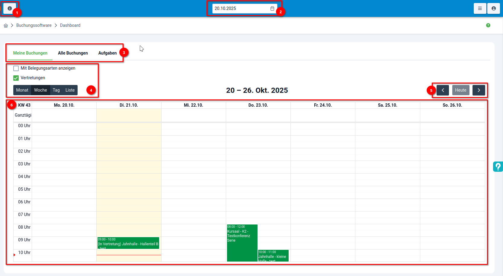 1 Buchungssystem - Dashboard