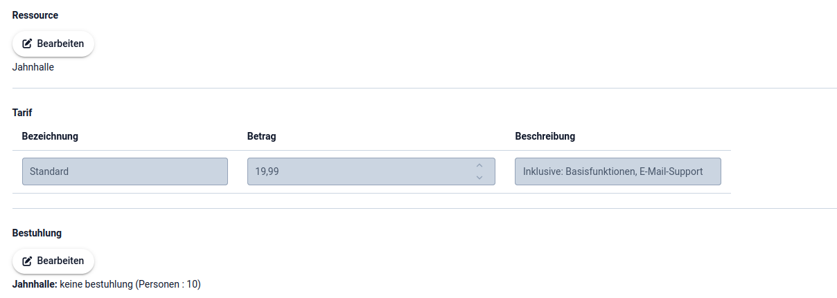 2 Buchungssystem - Ressourcen, Tarife, Bestuhlung 2 Buchungssystem - Ressourcen, Tarife, Bestuhlung
