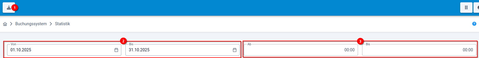 1 Buchungssystem - Statistik - Filter und Topbar