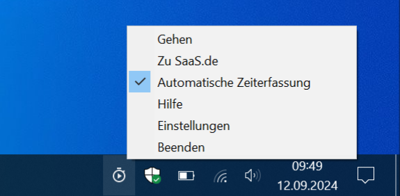 Tasksymbol Options - Automatische Zeiterfassung (mit Login)