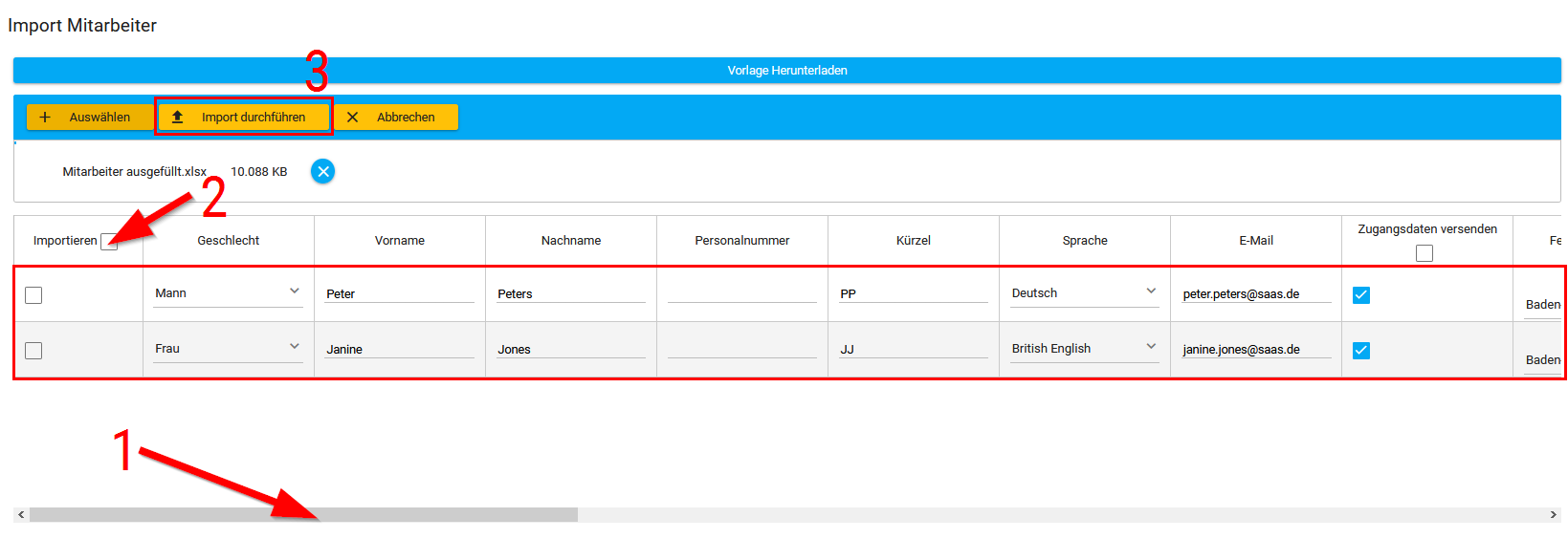 Mitarbeiter Informationen Importieren Mitarbeiter Informationen Importieren