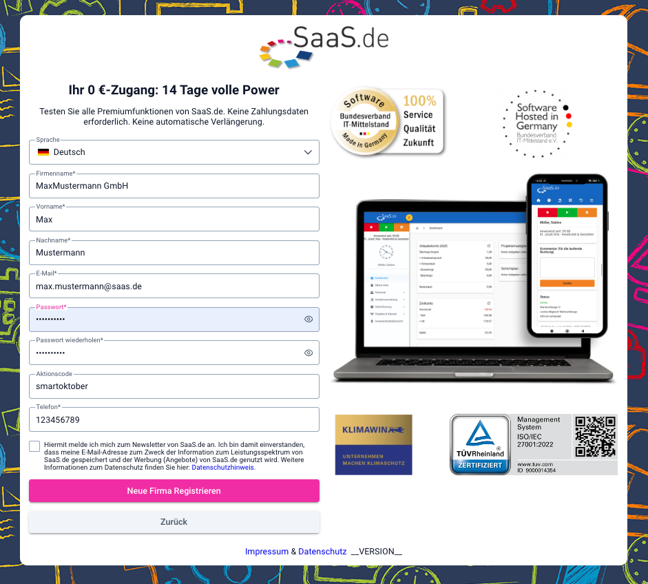 Neue Firma registrieren