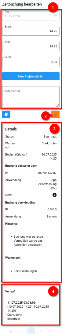 Zeiterfassung - Zeitbuchung bearbeiten